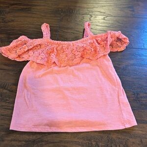 Girls coral pink cold-shoulder top (fits girls age 10-12)